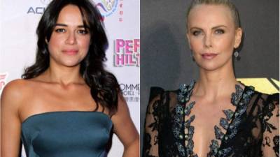 Las estrellas de “Rápido y Furioso” Michelle Rodríguez y la oscarizada Charlize Theron.