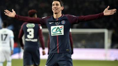 Ángel Di María marcó dos goles y lideró la victoria del PSG sobre el Marsella en la Copa de Francia. Foto EFE
