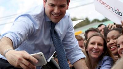 El senador republicano Marco Rubio centró su actividad en Florida, estadode donde es originario y que debe ganar para seguir con vida. Foto: AFP/Win McNamee