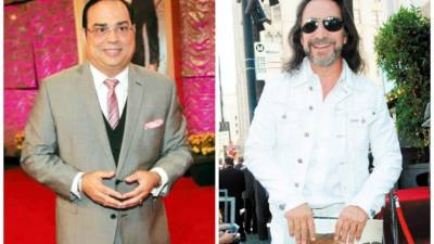 Los cantantes Gilberto Santa Rosa y Marco Antonio Solís.