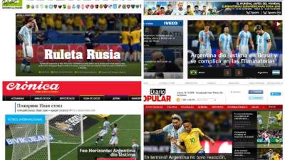 La prensa argentina ataca con todo a la selección albicelestte luego de que fuera goleada (3-0) por Brasil en la eliminatoria de la Conmebol, quedando el equipo argentino lejos del Mundial de Rusia 2018.