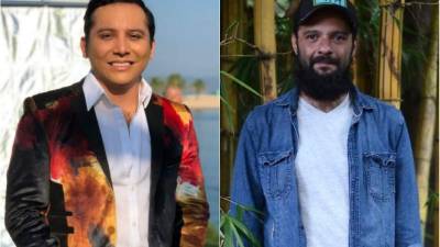 El cantante Edwin Luna, de La Trakalosa de Monterrey, y Giovanni Pinzón, vocalista de Bohemia Suburbana.