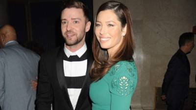 Los artistas Justin Timberlake y Jessica Biel