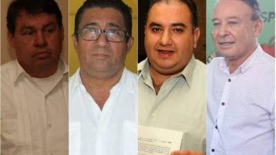 1. Pimienta. Raúl Ugarte lleva un 76.78%.2. Choluteca. Quintín Soriano tiene un 52.16%. 3. El Progreso. Alexander López lleva un 48.82%.4. Comayagua. Carlos Miranda tiene un 58.33%.