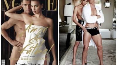Cristiano Ronaldo y su novia Irina Shayk posaron sensuales para la portada de la revista Vogue.