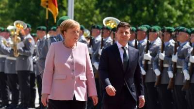 Merkel recibió en Berlín al presidente de Ucrania, Volodymyr Zelensky./AFP.