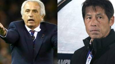 El bosnio Vahid Halilhodzic (izquierda) fue despedido por Japón y lo reemplazó por el japonés Akira Nishino (derecha).
