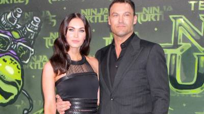 Megan Fox y Brian Austin Green en la premier de “Teenage Mutant Ninja Turtles' en 2014.
