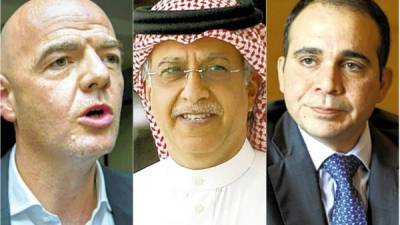 Gianni Infantino; el jeque Salman bin Ibrahim Al-Khalifa; el príncipe Ali al Hussein.
