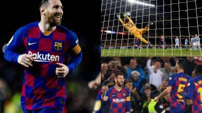 Por la decimotercera jornada de la Liga española, el FC Barcelona se impuso por 4-1 al Celta de Vigo gracias a un hat-trick de Lionel Messi. El astro argentino se lució en el Camp Nou y puso a su equipo nuevamente en el liderato. Fotos AFP y EFE.