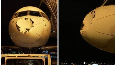 La nariz del avión se hundió totalmente.