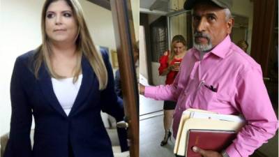 Lena Gutiérrez y Juan Barahona llegaron ayer a la Corte Suprema de Justicia.
