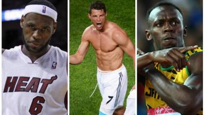 LeBron James, Cristiano Ronaldo y Usain Bolt.