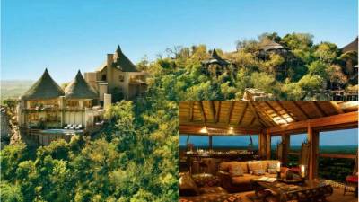 ULUSABA, SUDÁFRICA. Esta cabaña presume ser unas de las más atractivas del mundo. Están construidas en lo alto de colinas y árboles y ofrecen vistas panorámicas de la reserva de 66,000 hectáreas.