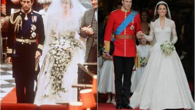 Los vestidos de novia de la princesa Diana de Gales y la duquesa de Cambridge destacan entre los más bellos de la realeza.
