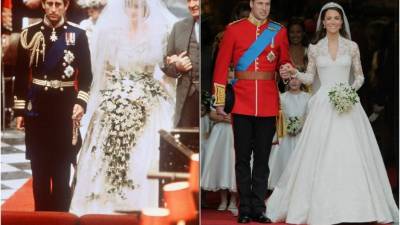 Los vestidos de novia de la princesa Diana de Gales y la duquesa de Cambridge destacan entre los más bellos de la realeza.