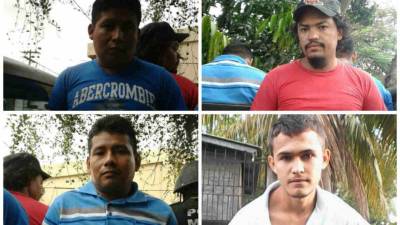 Los detenidos en orden de izquierda a derecha: José Enrique Estribel (28), José Luis Hernández (34), Lenín Omar Velásquez Cáseres (30) y Mauricio René Perdomo Leiva (20).