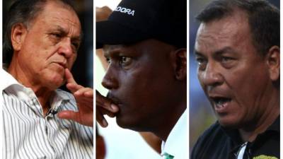 Los técnicos hondureños Cheleto Uclés, Raúl Sambulá y Carlos Tábora.