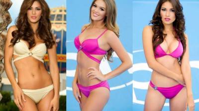Mariana Coromoto Jiménez Martínez, Miss Venezuela, (izquierda) mostró su cuerpazo. Miss Bélgica, Annelies Törös y Miss Argentina, Claudia Barrionuevo.