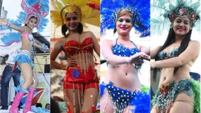 Guapas jóvenes fueron la atracción del desfile de carrozas. Fotos: Javier Rosales, Samuel Zelaya y Yoseph Amaya.