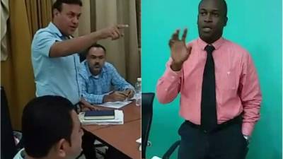 El alcalde Jerry Sabio (derecha) y el regidor Roberto Dip tuvieron un fuerte cruce de palabras por el cuestionado proyecto de recolección y manejo de basura.