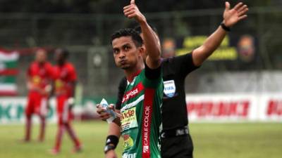 Mario Berríos celebrando un gol con el Marathón. Foto Melvin Cubas