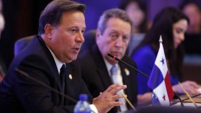 El presidente panameño, Juan Carlos Varela, fue el anfitrión de la cumbre del Sica. EPA.