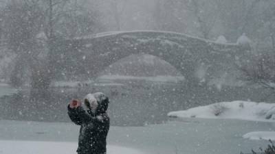 El Central Park de Nueva York amaneció cubierto de nieve tras el azote de una gran tormenta invernal./AFP.