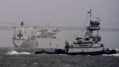 El buque hospital USNS Comfort salió de Nueva York. Foto: AFP