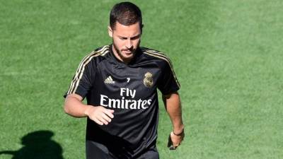 Eden Hazard durante un entrenamiento del Real Madrid en Valdebebas. Foto AFP