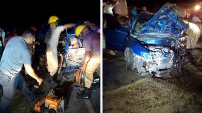 En el interior del vehículo, los bomberos lograron sacar algunas personas que quedaron atrapadas.