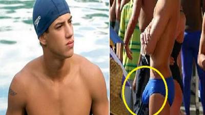 El competidor usó unos calzones que no eran de su talla.