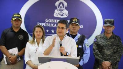 Autoridad. El presidente Juan Orlando Hernández en comparecencia en Casa Presidencial.