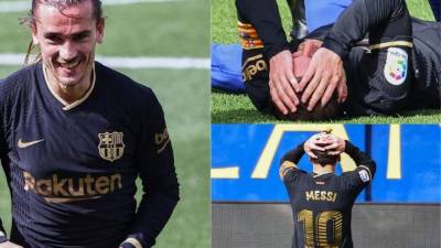 Con doblete de Griezmann, el Barcelona remontó y venció 2-1 al Villarreal por lo que se mantiene en la pelea por el título de la Liga de España..El argentino Messi dio el susto al sufrir una terrible patada. Fotos EFE, AFP.