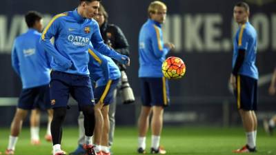Leo Messi en el entrenamiento de este viernes del Barcelona. Foto AFP