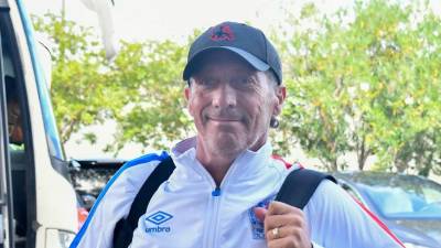 Pedro Troglio dio declaraciones en el arribo del Olimpia a San Pedro Sula.