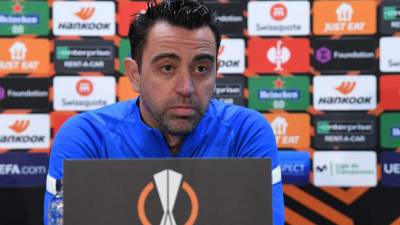 Xavi Hernández en la rueda de prensa de este día.