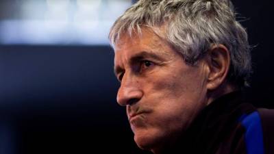 Quique Setién, en la rueda de prensa en la previa del partido de Copa del Rey ante el Athletic. Foto EFE.
