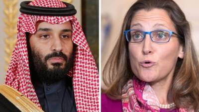 El príncipe heredero saudí Mohamed bin Salmán y la ministra de Asuntos Exteriores de Canadá, Chrystia Freeland. EFE