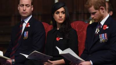 Príncipe William de Inglaterra, Meghan Markle y príncipe Harry.