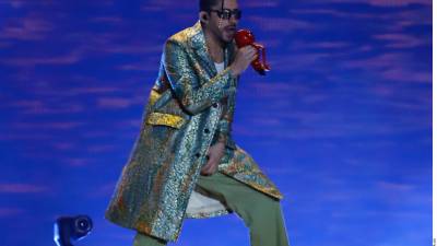 El cantante Bad Bunny durante su presentación en Ciudad de México.