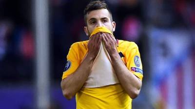 Jordi Alba, lamentó la eliminación del Barcelona en la Champions League.