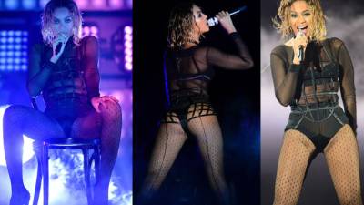 Beyoncé durante su actuación en los Premios Grammy. AFP