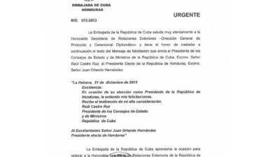 En el comunicado reitera el deseo de esa nación por estrechar los lazos de amistad y cooperación entre los dos países.