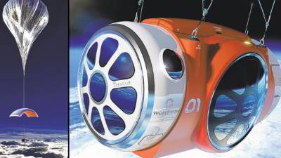 Un modelo de la cápsula presurizada con capacidad para ocho pasajeros