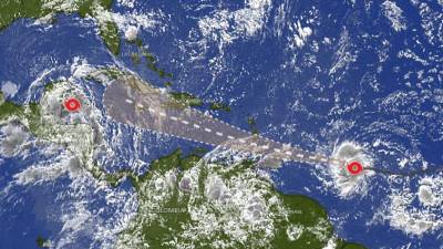 Localización de la tormenta tropical Beryl en el sureste del Caribe.