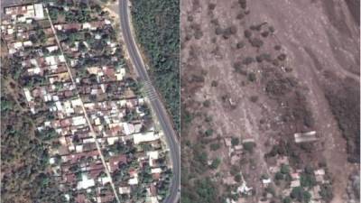 Impactantes imágenes satelitales muestran la devastación causada por la violenta erupción del volcán de Fuego registrada el pasado domingo en Guatemala y que ha dejado un centenar de muertos y al menos 200 desaparecidos./Fotos: DigitalGlobe's WorldView Maxar Company.