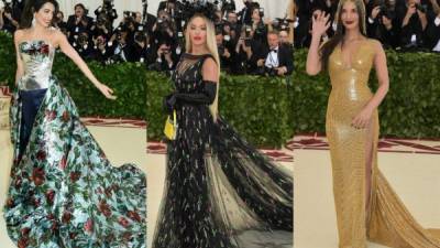 Amal Clooney, Rita Ora y Olivia Munn fueron las primeras en llegar al Museo Metropolitano de Nueva York para celebrar la Gala MET 2018. La temática de este año es 'Cuerpos celestiales: la moda y la imaginación católica'. Fotos: AFP.