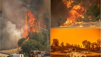 Más de 12,000 bomberos luchan este lunes contra las llamas descontroladas de 17 grandes incendios que avanzan en California, alimentados por la sequía y los vientos que sufre el estado, donde ya han muerto al menos siete personas y decenas de miles de hectáreas han sido calcinadas.