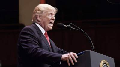 El presidente de EEUU, Donald J. Trump, ayer, durante un discurso en Washington. EFE